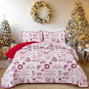 Weihnachten Quilt Set König Weihnachten Schneemann Dorf Muster Quilt Decke Set Xm - Bild 1 von 12