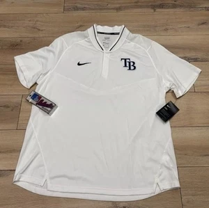 NWT Nike Baseball Tampa Bay Rays Polo Shirt White Men's XL Golf Dri-Fit NEW - Picture 1 of 6