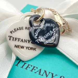 Tiffany & Co. Return To Black White Bone Doppio Cuore 16" 3,5g - Foto 1 di 20