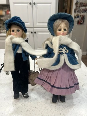 Muñecas Effanbee de colección Currier&Ives patinaje sobre hielo niña niño 12” muñeca invierno belleza Foto 1 de 4