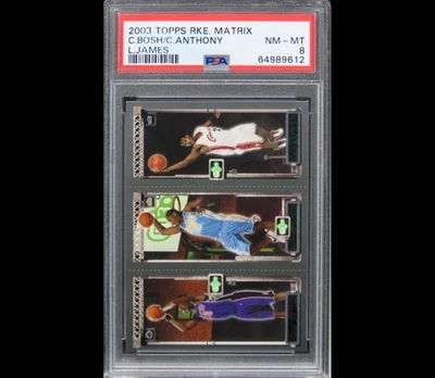 2003-04 Topps Rookie Matrix - LeBron James, Carmelo Anthony, Chris Bosh PSA 8 - Image 1 of 2