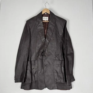 Scully Leather Blazer Jacket Mens 46 XL Brown Button Western Cowboy Smooth - Picture 1 of 8