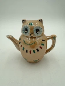 Vintage Pristine Pier 1 Owl Demitasse Ceramic Glazed Teapot 5" Sweet and Cute! - Picture 1 of 9