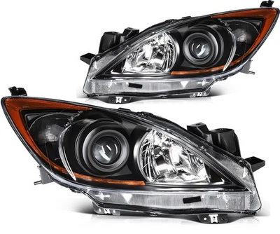 L/R For Mazda 3 (5-Speed) 2010 2011 2012 2013 Black w/Amber Headlights Assembly Foto 1 de 4