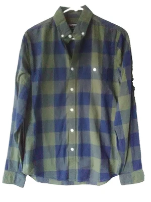 Camisa de vestir para hombre S Express manga larga con botones a cuadros calce ajustado Foto 1 de 4