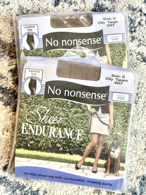 No Nonsense Sheer Endurance Control Top Pantyhose City Taupe Size B - 2 Packs - Image 1 of 3