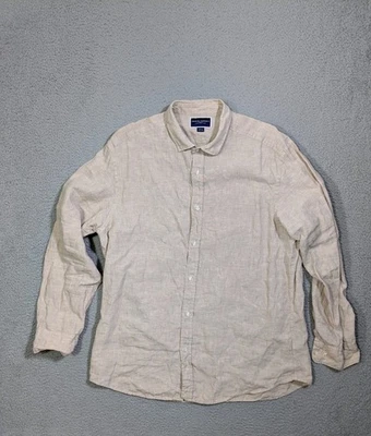 Camisa Charles Tyrwhitt 100 % lino para hombre XL calce clásico manga larga botón beige Foto 1 de 4