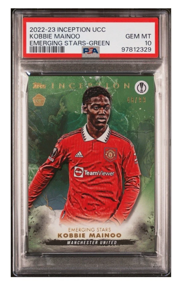 2022 -23 TOPPS INCEPTION UCC KOBBIE MAINOO ROOKIE  GREEN / 99 GEM MT PSA 10 - Image 1 of 2