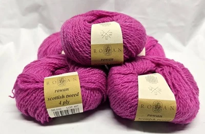 VTG Rowan Scottish Tweed 4 Ply Yarn Lot 4x Discontinued ROAN SH 010 Fuchsia Pink - Image 1 of 2