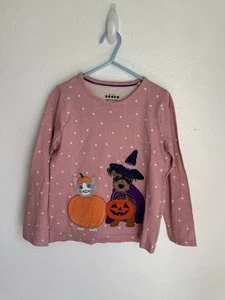 Mini Boden Halloween Trick Or Treat Pumpkin Cat & WitchDog Tunic Appliqué Sz 7-8 - Picture 1 of 14
