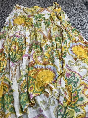 Haute Hippie long Tiered Wrap Floral skirt pink/green/yellow Boho Chic NWT large - Image 1 of 4