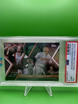 2023 Topps Xpectations Rutschman/Henderson Iridescent /49 PSA 9 Orioles - Image 1 of 4