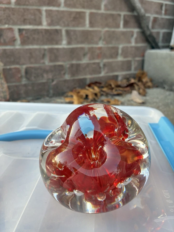 Zimmerman Art Glass Paper Weight Signed and Dated Red - Image 1 of 4