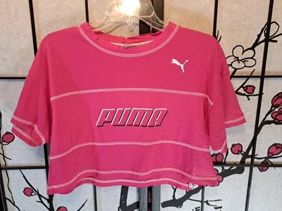 Camisa corta de verano Puma de malla rosa súper adorable talla pequeña manga corta Foto 1 de 4