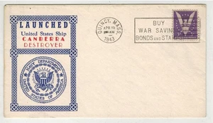 US NAVY 1943 DESTROYWER USS CANBERRA LAUNCHED QUINCY MASS - Picture 1 of 1