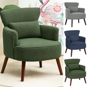Upholstered Armchair with Rubber Wood Legs for Living Room - Picture 1 of 34
