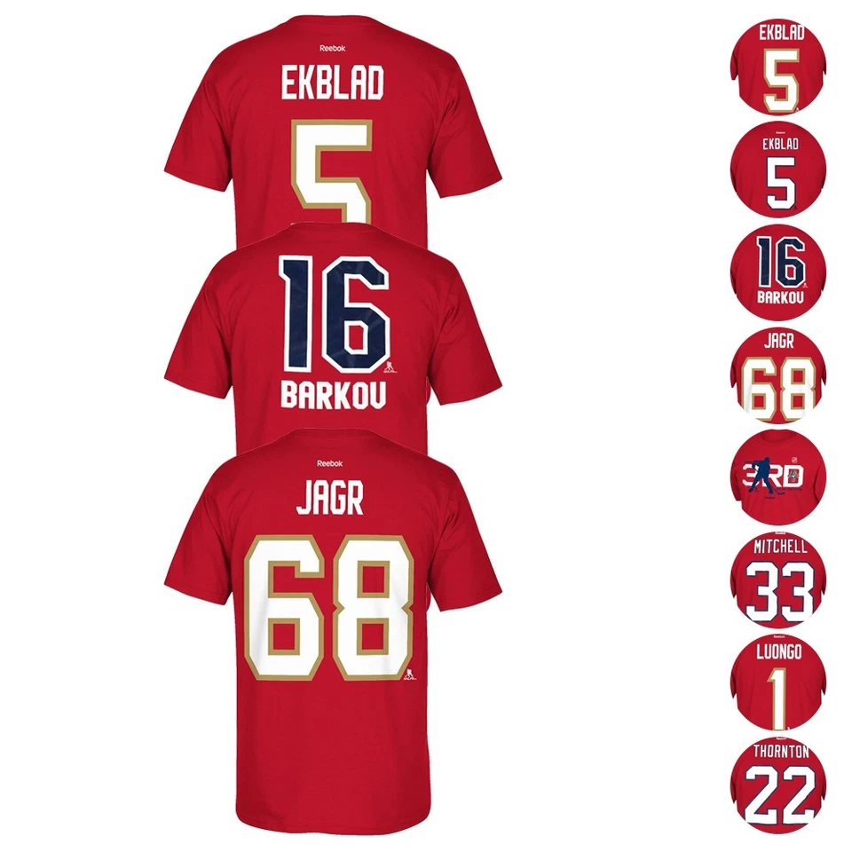 Florida Panthers NHL Reebok 球员姓名和号码 Premier 球衣 T 恤男式 — 第 1/1 张图片