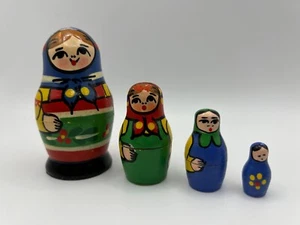Wooden Nesting Dolls Set of 4 Hand Painted Wood - Picture 1 of 6
