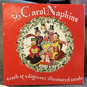 Servilletas de colección MCM Christmas Carol 27 de 36 caja roja de papel 16 Santa E Erett Smith - Imagen 1 de 24