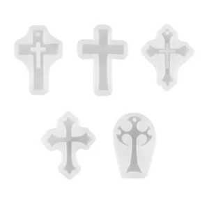 5PCS DIY Silicone Cross Resin Mold Jewelry Epoxy Making Casting Mould Tool - Picture 1 of 12