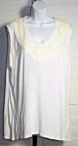 Lauren Conrad Ecru Lace Neck Casual Blouse Top Size M NWOT - Picture 1 of 2