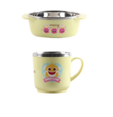 Baby Shark Pinkfong Non Slip Feeding Kids Baby Cup & Bowl Stainless Steel Korea - Image 1 of 4
