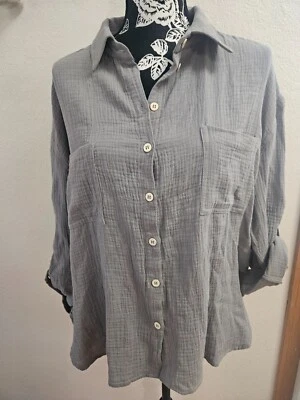 SIZE S MIOU MUSE Green Roll Tab Sleeve  Blouse INVPV3038 - Image 1 of 3