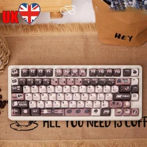 131 Keys PBT Keycaps Set for 60 65 75 100 Percent Mechanical Keyboard (Brown) - Afbeelding 1 van 9