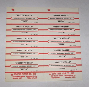 Sergio Mendes Brazil 66 Full Sheet 10 Jukebox Title Strips Pretty World & Festa - Picture 1 of 1