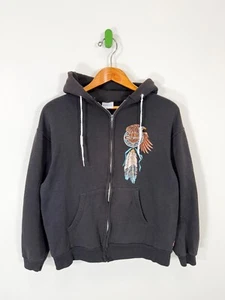 Chaqueta con Capucha Harley Davidson De Colección Cremallera Talla M Años 80 Negra Desteñida - Imagen 1 de 5