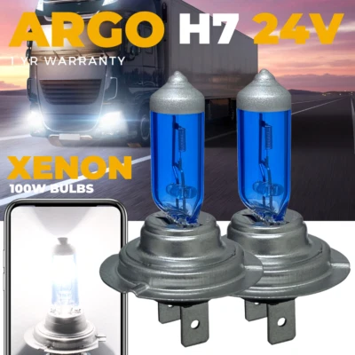 H7 24v Xenon White Headlight 100w 499 Lorry Truck Halogen Headlamp Px26d bulbs - Image 1 of 4