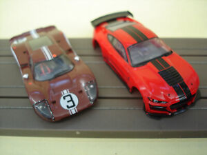 2 AFX H.O. SCALE SLOT CAR BODIES ONLY 2021 SHELBY GT500 FORD GT 40 MKIV #3 BROWN