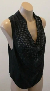 RAMY BROOK "Debi" Sleeveless Black Draped Silk Rhinestone Top - Size XSmall - Picture 1 of 7