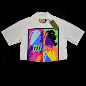 NWT $650 GUCCI White Bunny Rabbit Logo Turtle Neck T-Shirt Women's XS AUTHENTIC - Picture 1 of 7