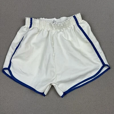 Vintage 80s Running Shorts Tapered Shorts Adult Size Medium White Blue Stripe - Image 1 of 4