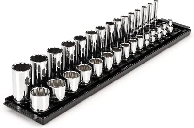 3/8 Inch Drive 12-Point Socket Set with Rails, 30-Piece (1/4-1 in.) - Image 1 of 4