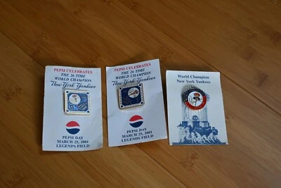New York Yankees World Champion Pins 1996, Pepsi Celebrates 2001 Set of 3  - Image 1 of 4