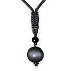 Crystal Stone Pendant Eye Black Rainbow Necklace Obsidian Natural Ball Bead