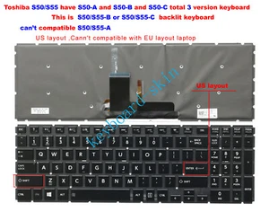New for Toshiba S50-B S55-B S50-C S55-C S50D-C S55T-C S50t-B US Keyboard backlit - Picture 1 of 4