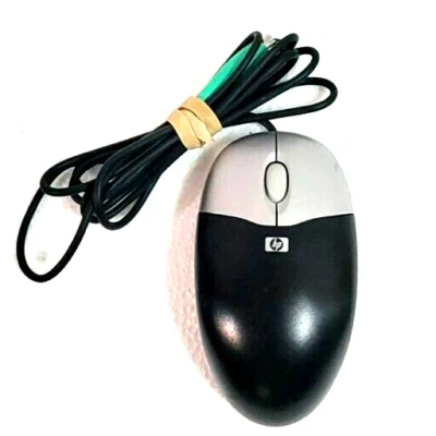 Genuine HP M-SBF96 Silver/Black Three Button PS/2 Optical Scroll Wheel Mouse - Image 1 of 4