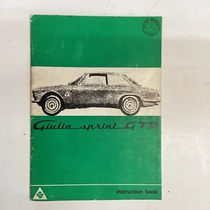 Alfa Romeo Rare Giulia Sprint GTA original Instruction Handbook dated July 1965 - Picture 1 of 16