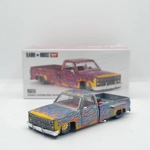 MINI GT KAIDO HOUSE CHEVROLET SILVERADO DUALLY ON FIRE V1 KHMG127 CHASE - Picture 1 of 14