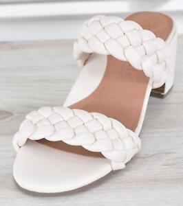 New GENTLE SOULS by KENNETH COLE Charlene Braided Leather Sandals Size 7 WHITE