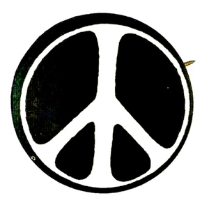 PEACE SIGN BUTTON - An ORIGINAL 1964 Peace Symbol Demonstration Button: WHITE - Picture 1 of 1