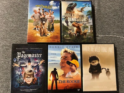 LOT 5x Children DVDs￼ Movies Walking Dinosaurs Sandlot Pagemaster Rookie Wild￼ - Image 1 of 4