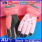 Kids Warm Mittens Waterproof Cartoon Cute Snow Ski Gloves Thermal (Pink)