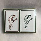 2 Decks Vintage Congress Cel-U-Tone Playing Cards Tennis Sealed Green Felt Box 