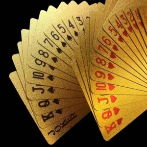 24k Gold Schwarz Spielkarten, Luxus Pokerkarten aus Plastik, PVC Kunststoff - Bild 1 von 21