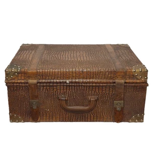 VTG Faux Crocodile Alligator Leather Suitcase Luggage Hard Case 20x14x8.5 inches - Picture 1 of 20