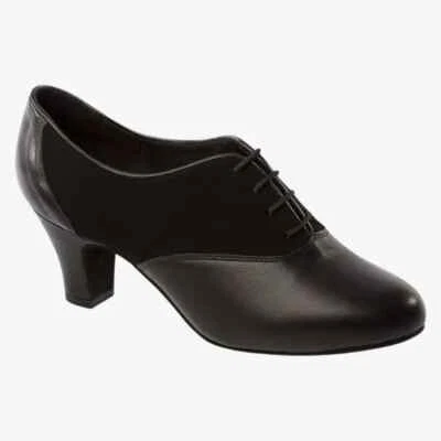 Supadance 1227 Amor heel Black Lea/Nubuck women's soft lace up training shoes - Image 1 of 3